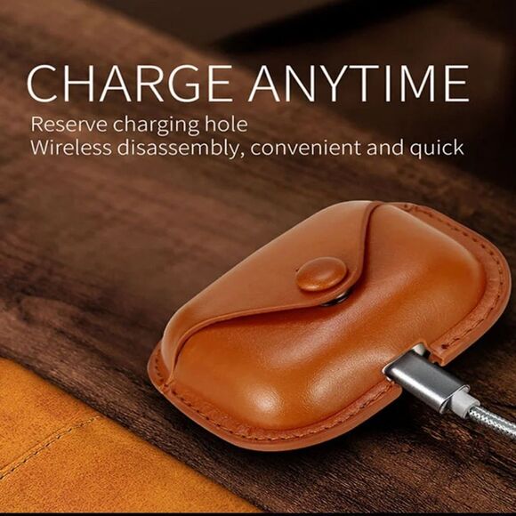 Luxury Leather Airpods Pro Case for 2 & 3. BROWN - Picture 5 of 6